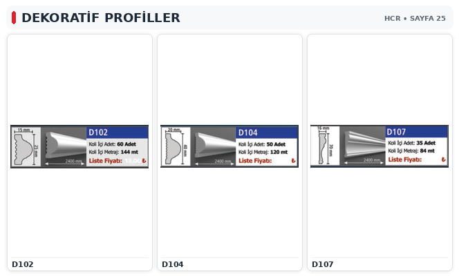 DEKORATİF POLİÜRETAN DUVAR PROFİLLER